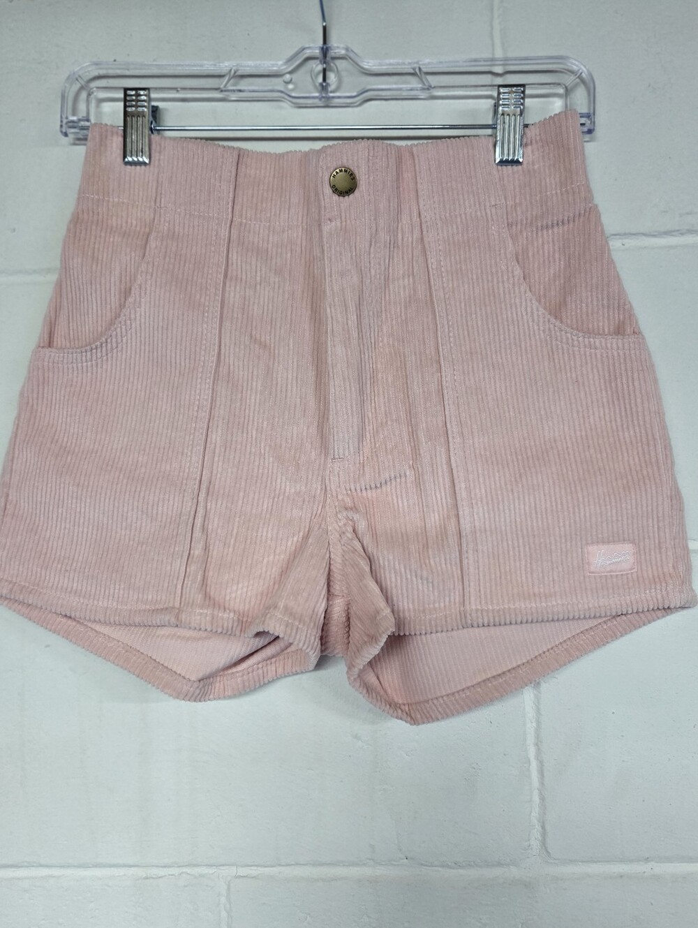 Hammies Women’s High-Waist Corduroy Shorts in Light Pink